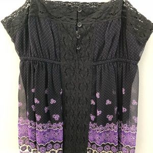 Free People Purple and Black Top